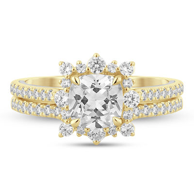 Valentina Cushion-Cut Lab Grown Diamond Halo Bridal Set in 14K Yellow Gold (2 1/4 ct. tw.) 
