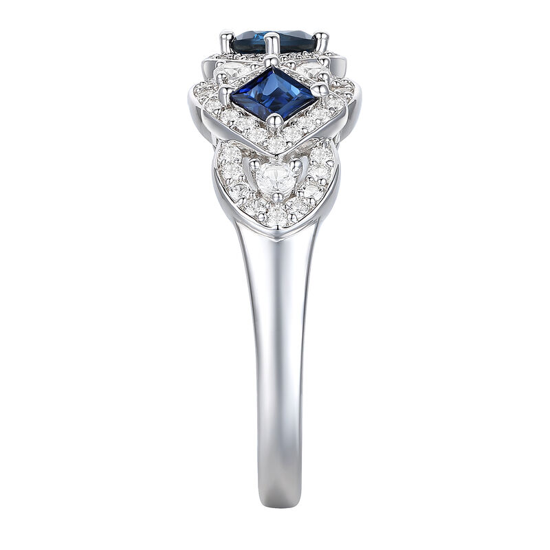 Blue Sapphire and Diamond Ring in 10K White Gold