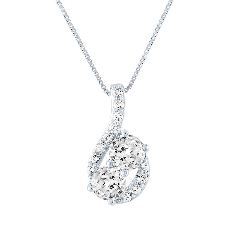 Exclusively Us&amp;&#35;174; Lab Created White Sapphire Pendant in Sterling Silver