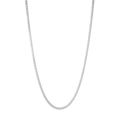 Men's Solid Curb Chain in 14K White Gold, 2MM, 22