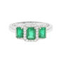 Emerald &amp; Diamond Ring with Three-Stone Setting in 10K White Gold &#40;1/5 ct. tw.&#41;