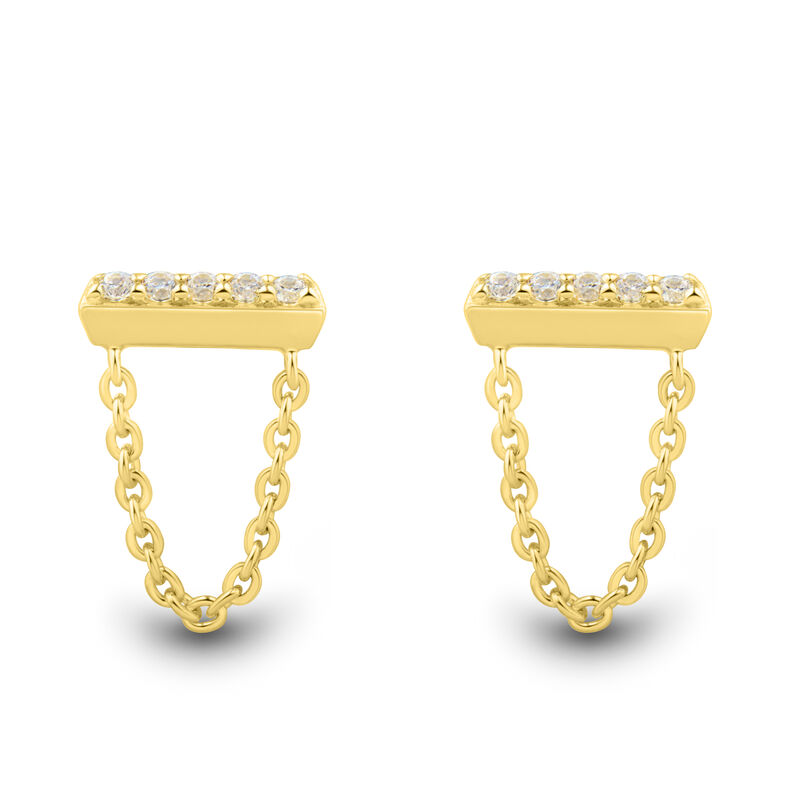Lab Grown Diamond Bar and Chain Earrings in Vermeil &#40;1/10 ct. tw.&#41;