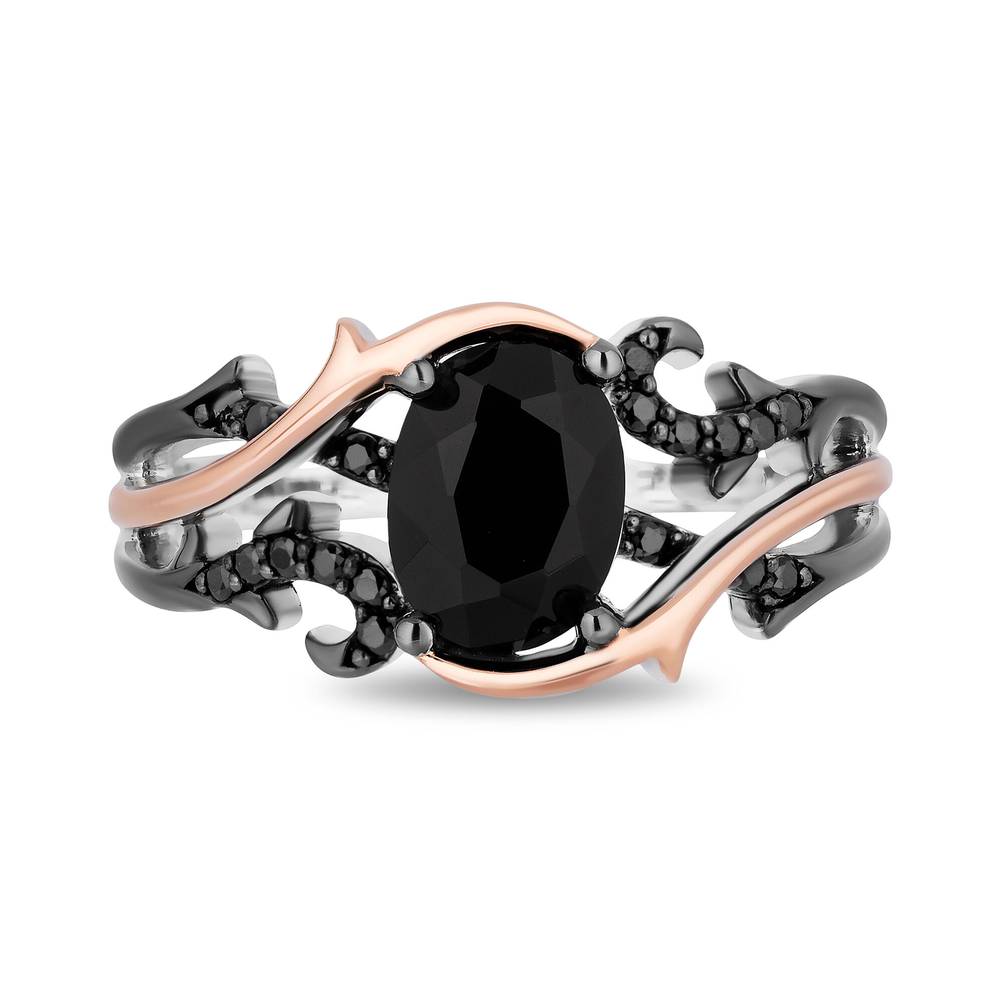Disney Treasures The Nightmare Before Christmas Onyx Diamond Ring 1/20 ct  tw Sterling Silver & 10K Rose Gold | Kay