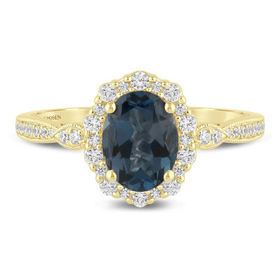 Hattie London Blue Topaz and Diamond Engagement Ring in 14K Gold (1/3 ct. tw.)