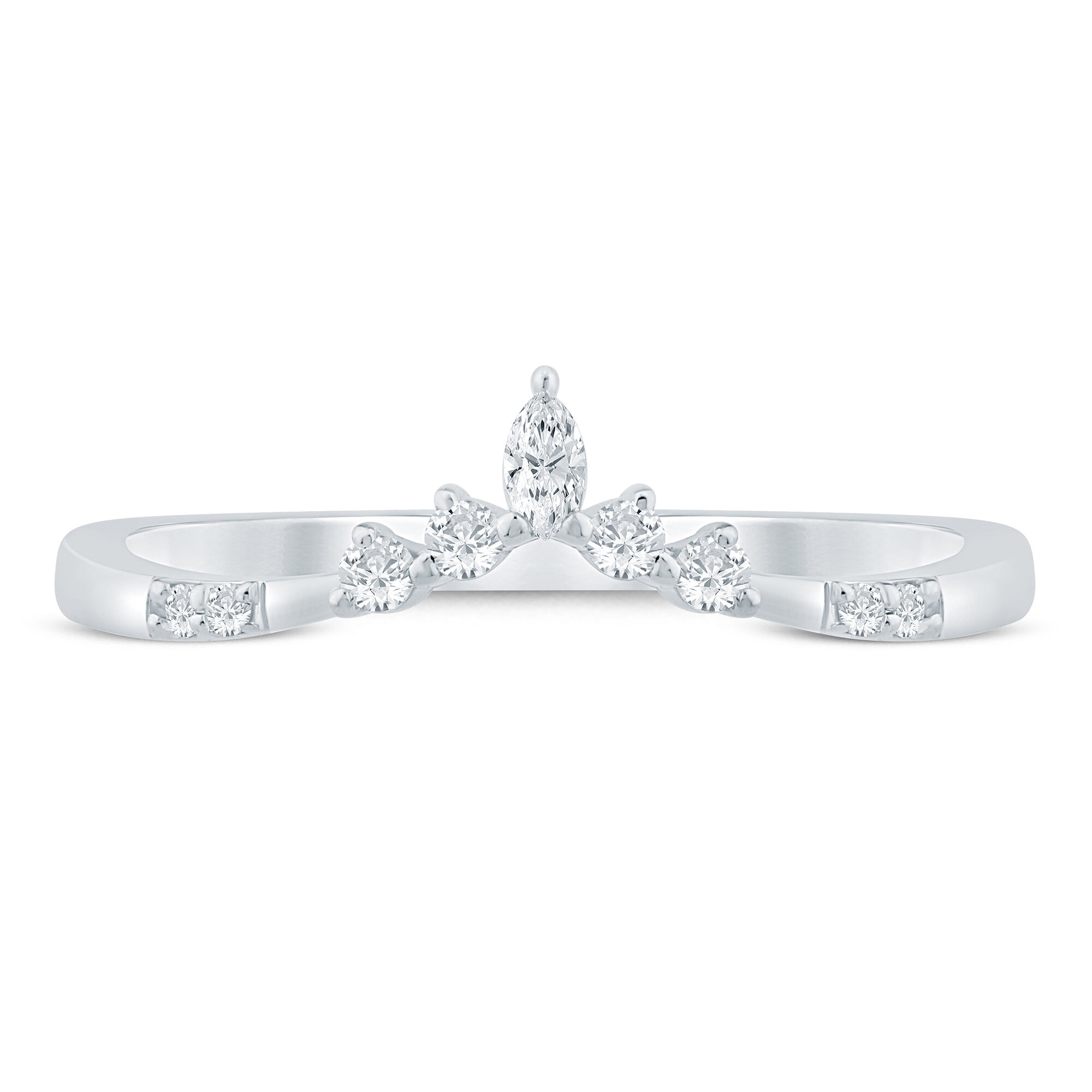 Marquise-Cut and Round Chevron Contour Band in 14K Gold (1/8 ct. tw.)
