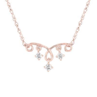 Three-Stone Diamond Accent Necklace in 10K Rose Gold
