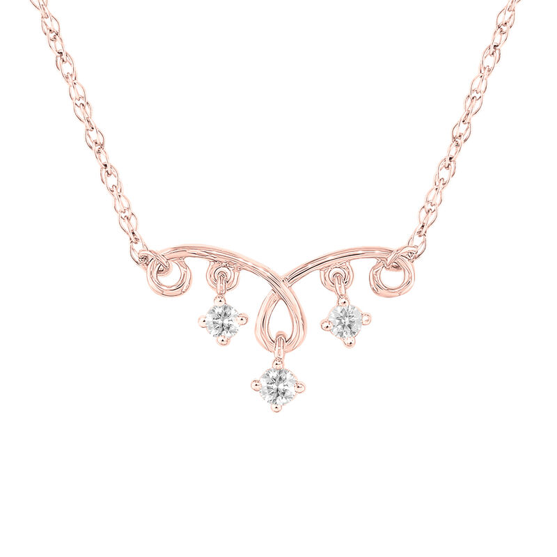 Three-Stone Diamond Accent Necklace in 10K Rose Gold