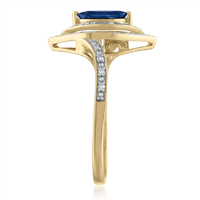 Blue Sapphire and Diamond Ring in 10K Gold &#40;1/8 ct. tw.&#41;