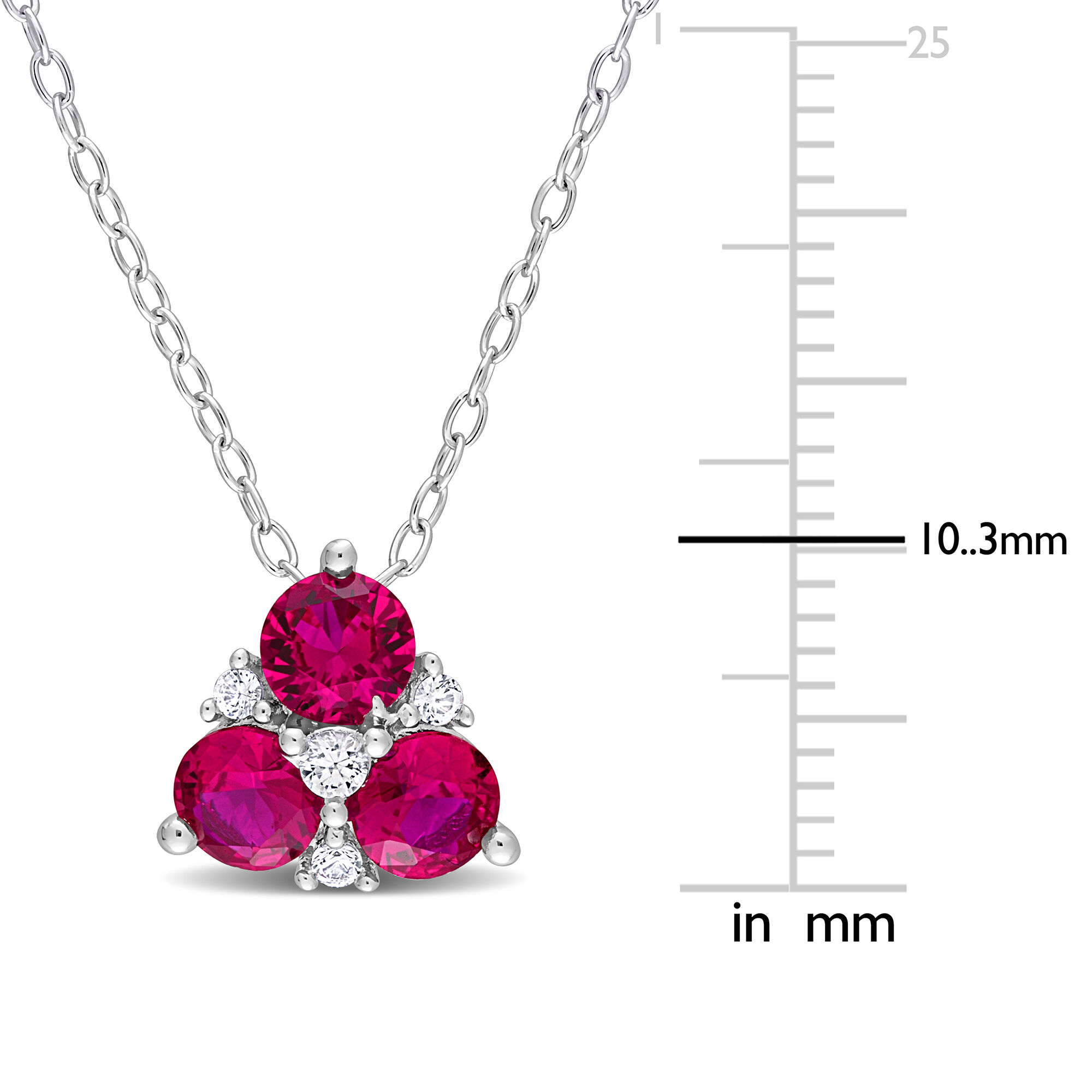 14K Gold over Silver Lab-Created Ruby and Pink & White Lab-Created Sapphire  Flower Pendant Necklace-JCPenney