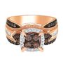 1 ct. tw. Champagne &amp; White Diamond Halo Ring in 10K Rose Gold