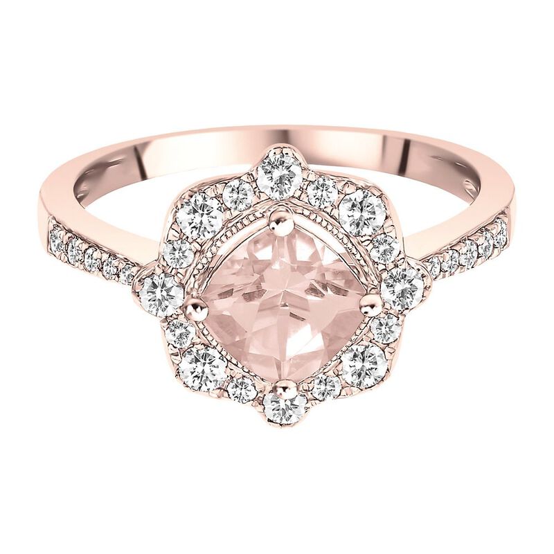 Morganite &amp; 3/8 ct. tw. Diamond Ring in 14K Rose Gold