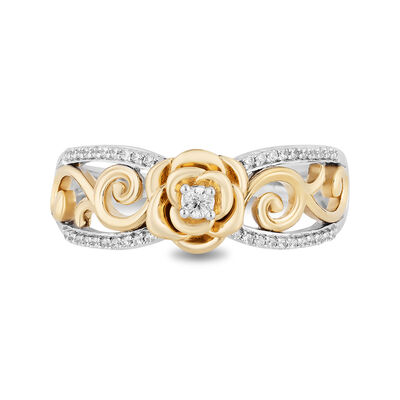 Belle 30th-Anniversary Diamond Rose Ring in Sterling Silver & 10K Yellow Gold (1/8 ct. tw.)