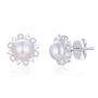 Freshwater Cultured Pearl &amp; Diamond Stud Earrings in 10K White Gold  &#40;1/5 ct. tw.&#41;