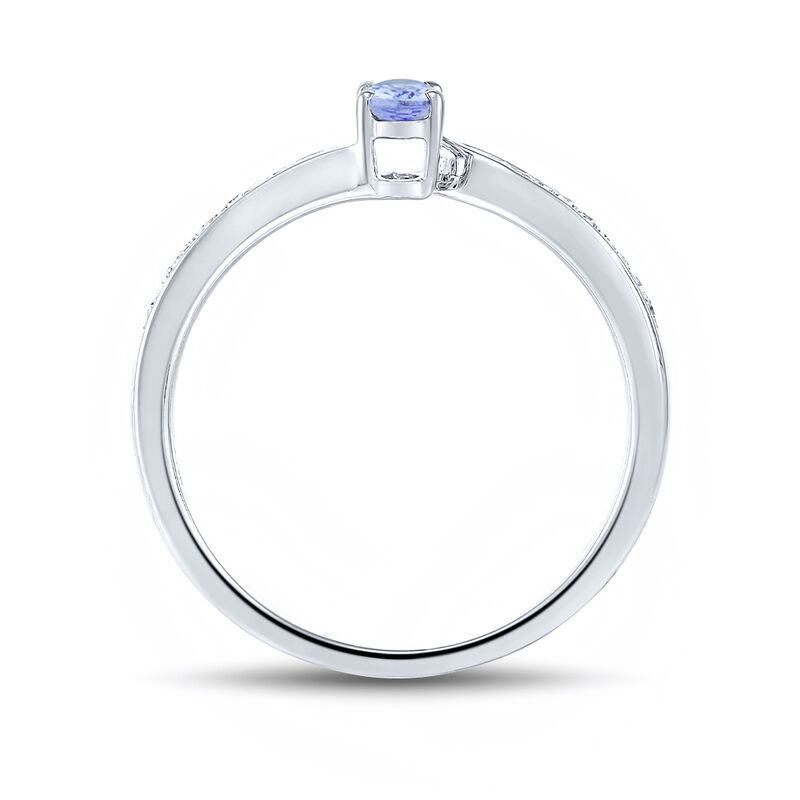 Oval Tanzanite &amp; Diamond Ring in 10K White Gold