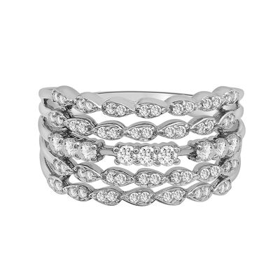 Multi-Row Diamond Ring with Open Design in 10K White Gold (1/2 ct. tw.)
