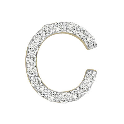 Single-Letter Stud Earring “C” with Diamond Accents in 10K Yellow Gold