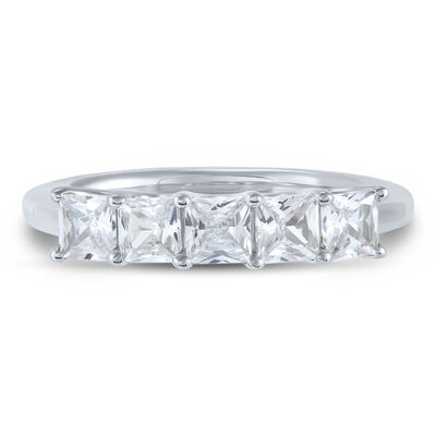 Lab Grown Diamond Five-Stone Princess-Cut Anniversary Band in 14K White Gold (1 1/2 ct. tw.)