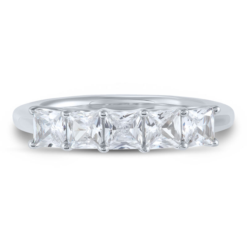 Lab Grown Diamond Five-Stone Princess-Cut Anniversary Band in 14K White Gold &#40;1 1/2 ct. tw.&#41;
