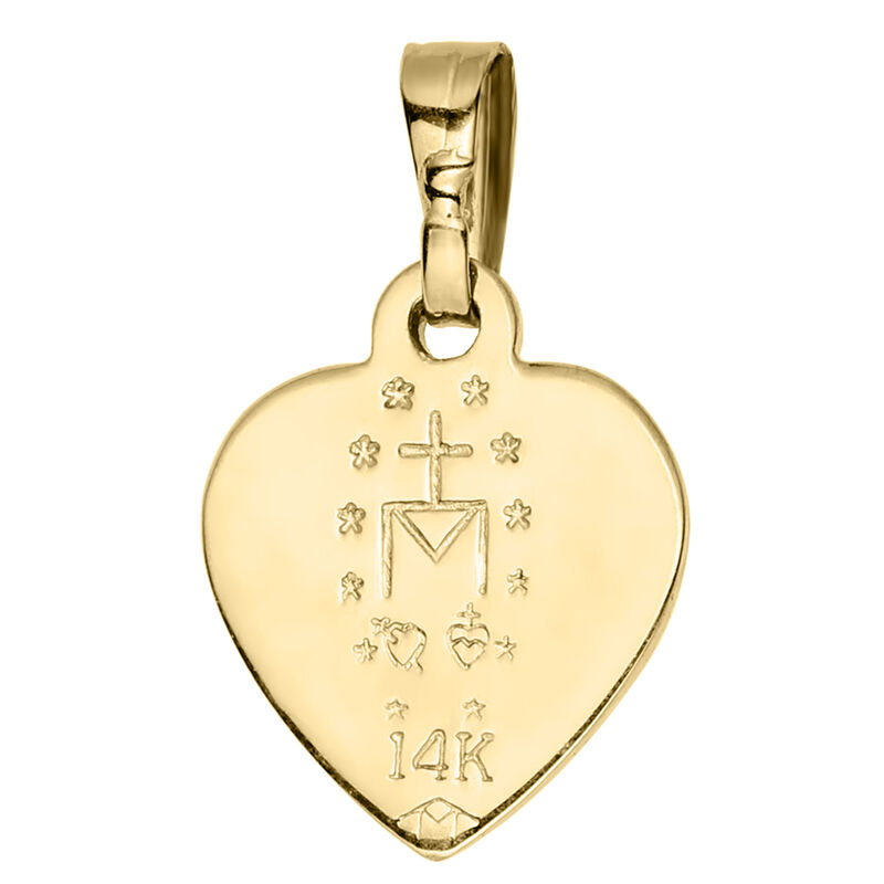 Children&#39;s Miraculous Heart Charm Pendant in 14K Yellow Gold