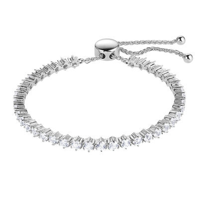 Bolo Tennis Bracelet with Lab-Created White Sapphires in Sterling Silver