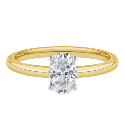 Diamond Oval Solitaire Engagement Ring in 14K Gold (3/4 ct.)