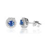 Blue Sapphire &amp; Diamond Stud Earring in 10K White Gold &#40;1/8 ct. tw.&#41;