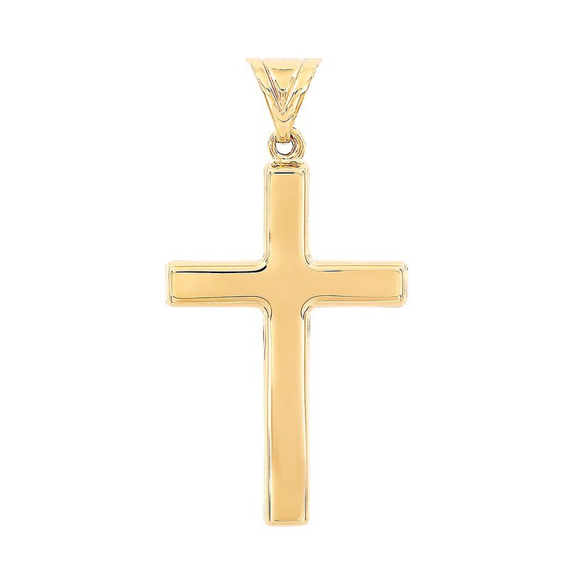 Men&#39;s Polished Cross Charm in 14K Yellow Gold