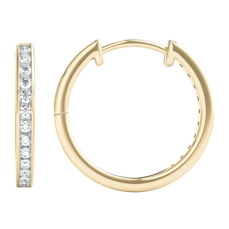 1/4 ct. tw. Diamond Hoop Earrings in 10K Yellow Gold