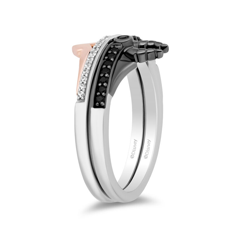 Maleficent and Aurora Stack Band Set in Sterling Silver and 10K Rose Gold &#40;1/5 ct. tw.&#41;