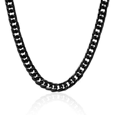 Men’s Curb Chain in Black Ion-Plated Stainless Steel, 24