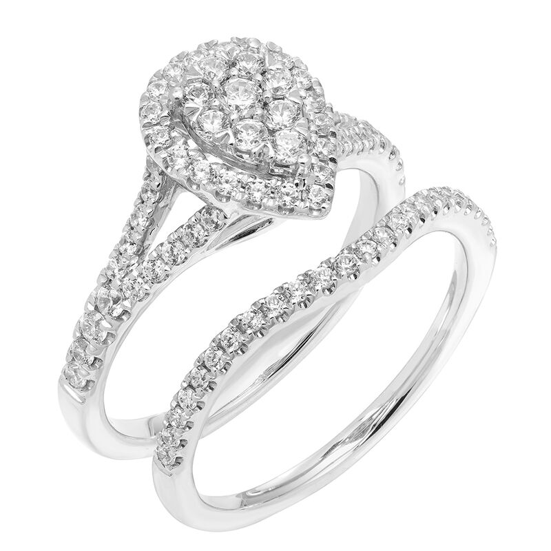 Pear-Shaped Multi-Diamond Bridal Set in 10K White Gold &#40;3/4 ct. tw.&#41;