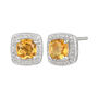 Cushion-Cut Citrine &amp; Lab Created White Sapphire Earring, Pendant &amp; Ring Set in Sterling Silver