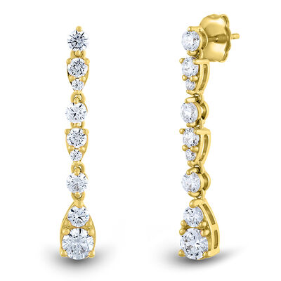 Lab Grown Diamond Drop Earrings in 10K Yellow Gold (1 1/2 ct. tw.)