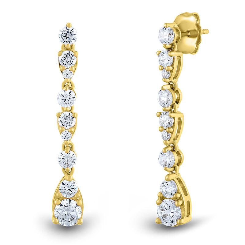 Lab Grown Diamond Drop Earrings in 10K Yellow Gold &#40;1 1/2 ct. tw.&#41;