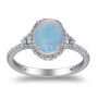 Opal and Diamond Ring in 10K White Gold 