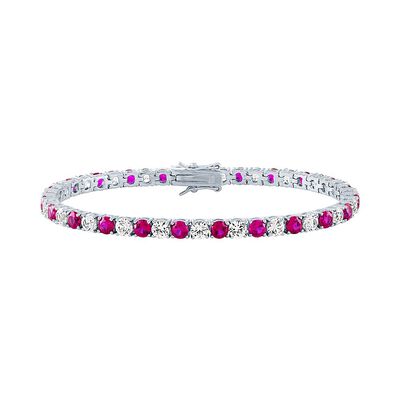 Lab Created Gemstone & White Sapphire Bracelet in Sterling Silver
