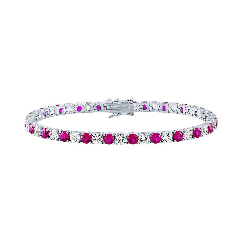 Lab-Created Ruby &amp; White Sapphire Bracelet in Sterling Silver