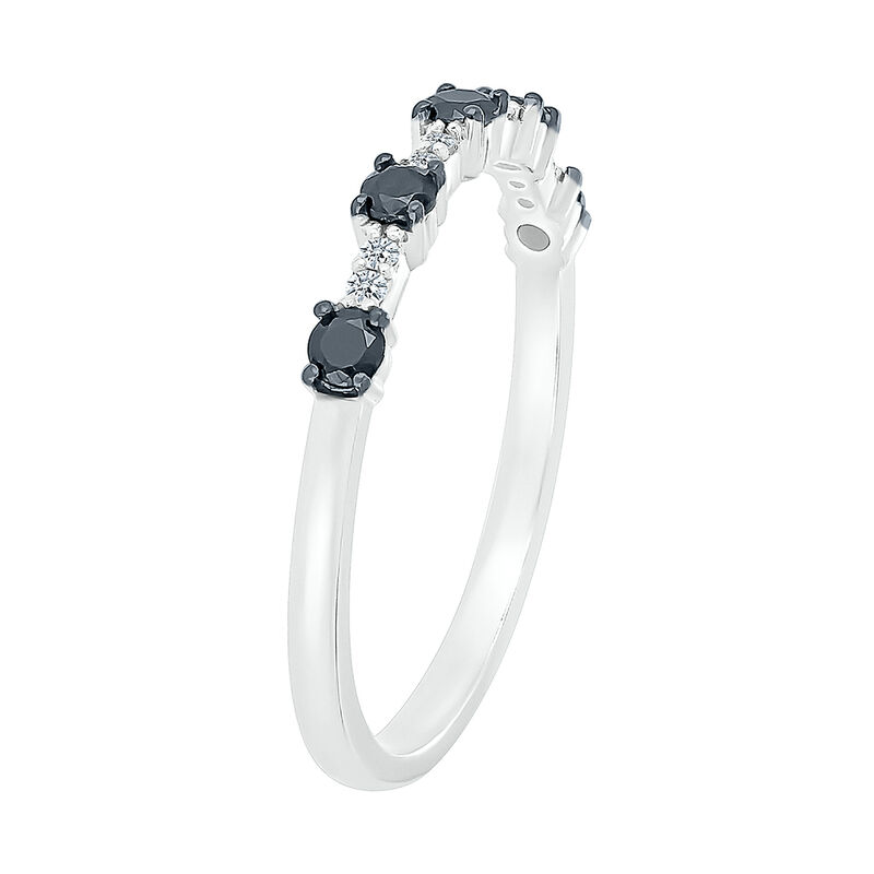 Stacking Ring with Black &amp; White Diamonds in 10K White Gold &#40;1/4CTW&#41;