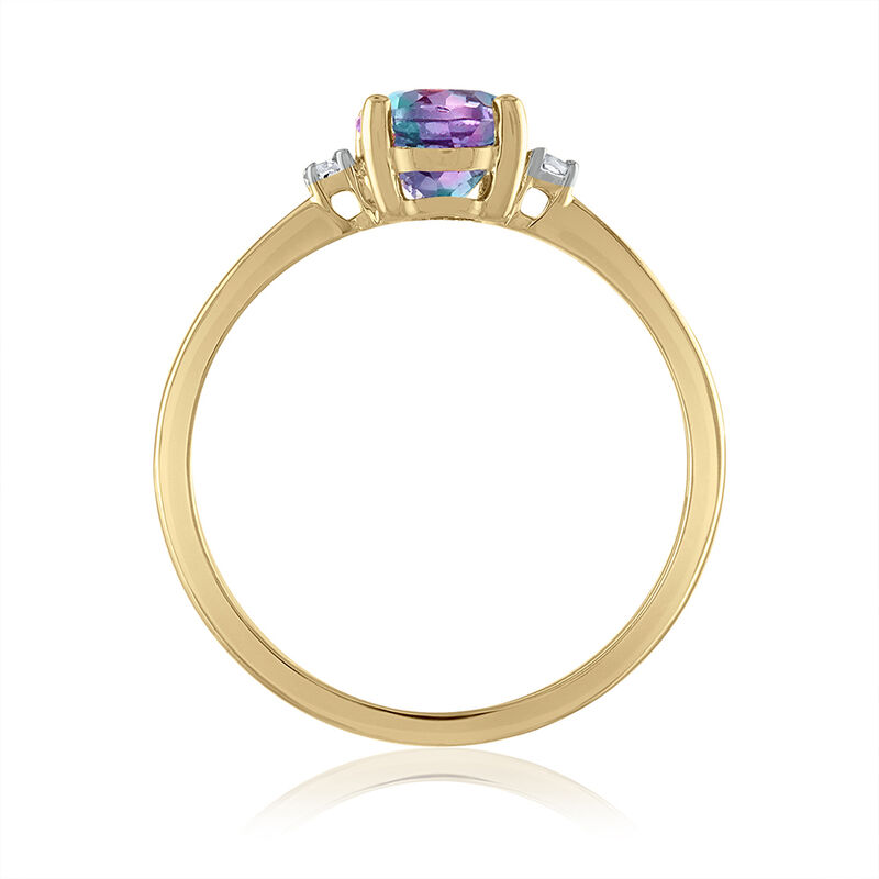 Oval Gemstone &amp; Diamond Accent Ring in 14K Yellow Gold