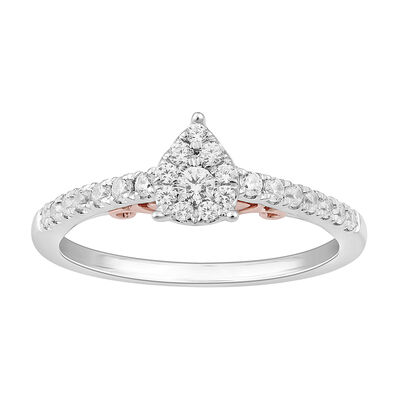 Ariel Diamond Engagement Ring with Pear Shape in 10K White & Rose Gold (1/3 ct. tw.)