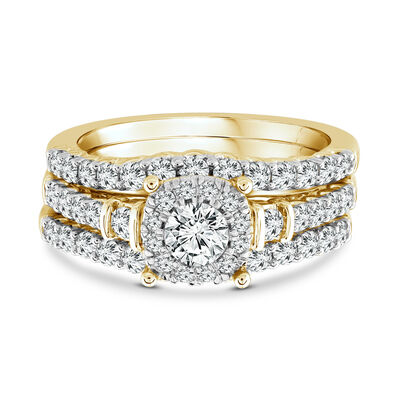 Three Piece Diamond Engagement Ring Set in 14K Yellow Gold (1 ½ ct. tw.)