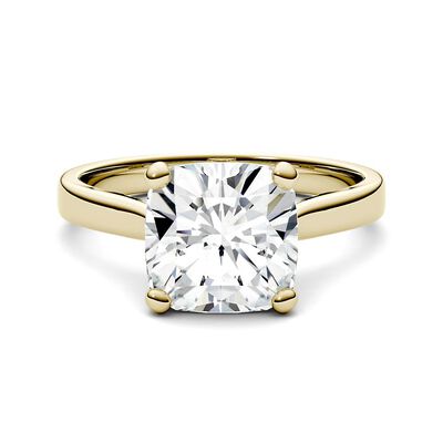 Cushion-Cut Moissanite Solitaire Ring in 14K Yellow Gold (3 ct.)