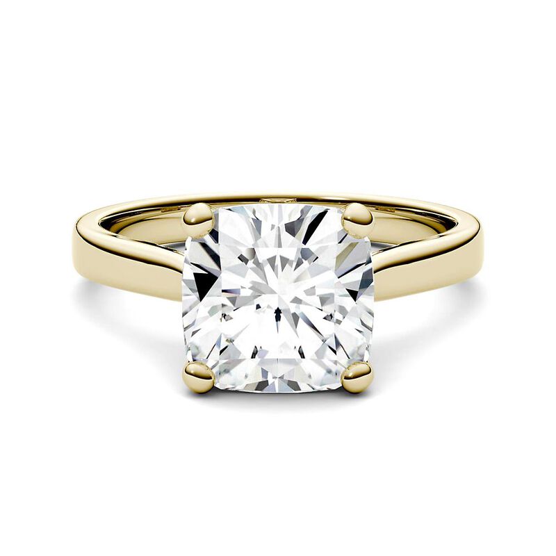 Cushion-Cut Moissanite Solitaire Ring in 14K Yellow Gold &#40;3 ct.&#41;