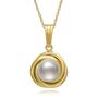 Freshwater Cultured Pearl Knot Pendant in 14K Yellow Gold