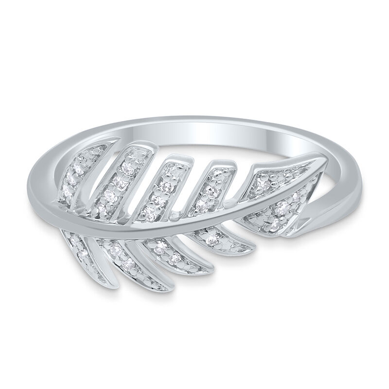 Diamond Feather Ring in Sterling Silver