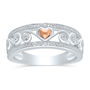 Diamond Accent Scroll Band in Sterling Silver and 14K Rose Gold
