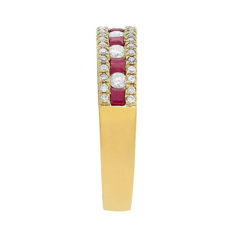 Ruby &amp; 1/3 ct. tw. Diamond Band in 10K Yellow Gold