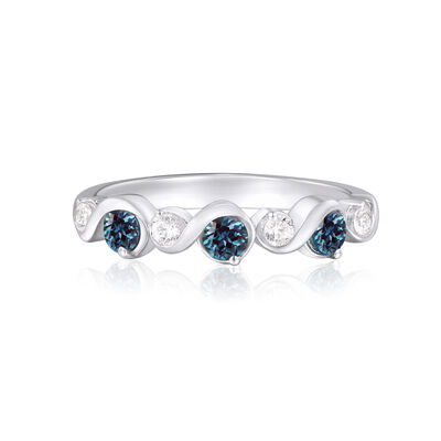  Lab Created Alexandrite & White Sapphire Band in Sterling Silver