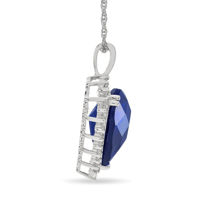 Sapphire Heart Necklace in Sterling Silver