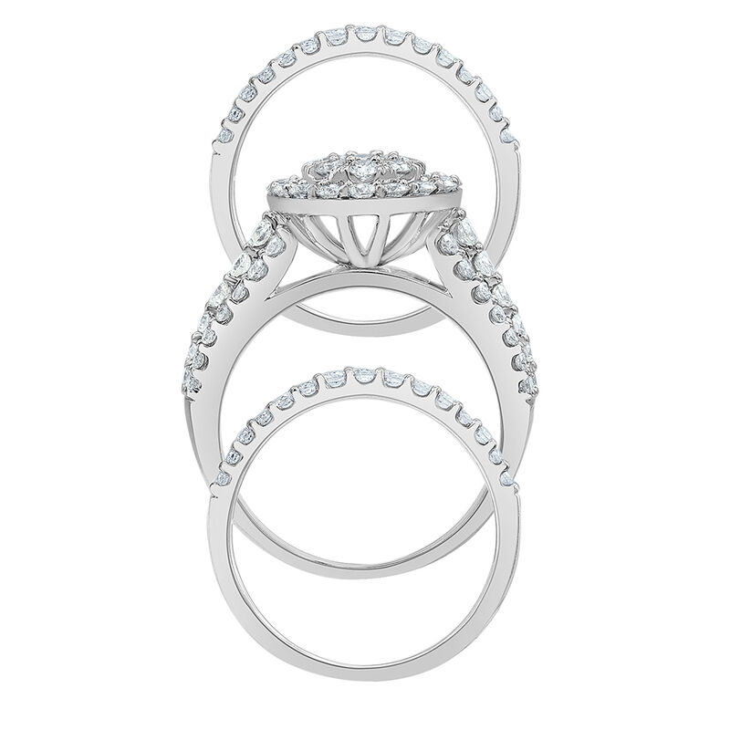 Three-Piece Diamond Cluster Bridal Set in 14K White Gold &#40;2 ct. tw.&#41;